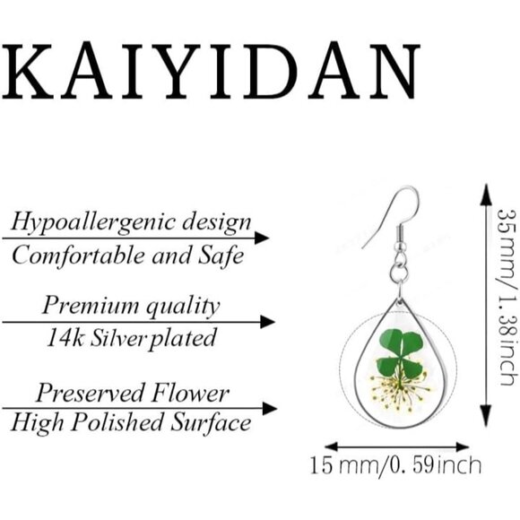 Four Leaf Clover Statement Vintage Cute Long Summer Earring for Women Jewelry - Picture 4 of 9